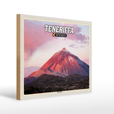 Cartel de madera viaje 40x30cm Tenerife España Montaña Pico del Teide