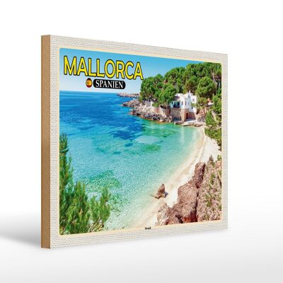 Cartel de madera viaje 40x30cm Mallorca España playa mar vacaciones