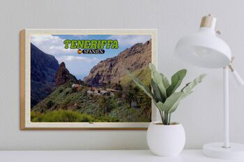 Panneau en bois voyage 40x30cm Tenerife Espagne Masca village de montagne montagnes 3