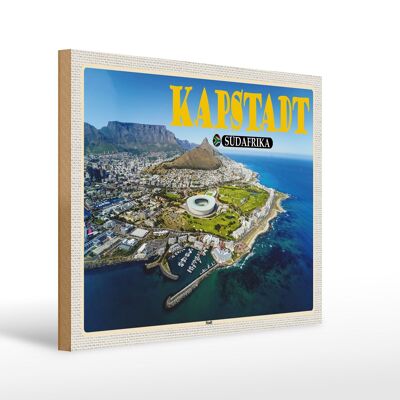 Cartel de madera viaje 40x30cm Ciudad del Cabo Sudáfrica ciudad mar montañas vacaciones