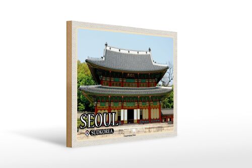 Holzschild Reise 40x30cm Seoul Südkorea Changdeokgung Palace