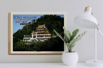 Panneau en bois voyage 40x30cm Taipei Taiwan Temple Zhinan 3