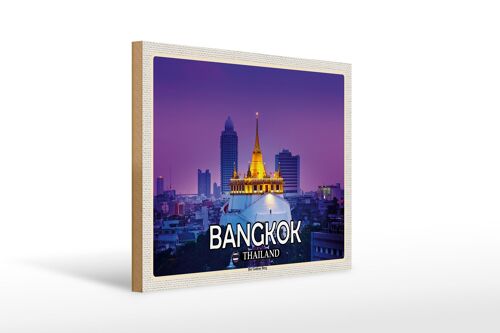 Holzschild Reise 40x30cm Bangkok Thailand Der Goldene Berg Tempel