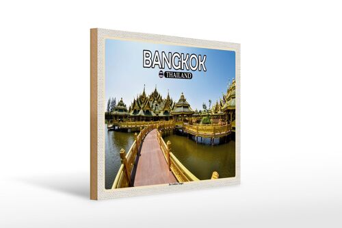 Holzschild Reise 40x30cm Bangkok Thailand Der Goldene Tempel