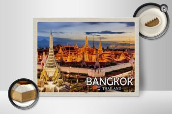 Panneau en bois voyage 40x30cm Bangkok Thaïlande temple coucher de soleil 2