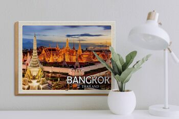 Panneau en bois voyage 40x30cm Bangkok Thaïlande temple coucher de soleil 3