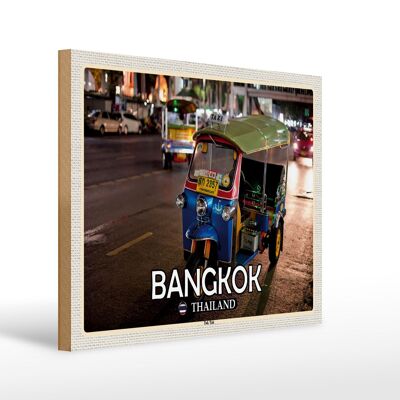 Cartello in legno da viaggio 40x30 cm Bangkok Thailandia Tuk Tuk regalo