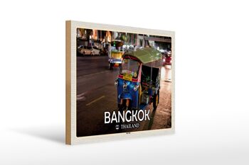 Panneau en bois voyage 40x30cm Bangkok Thaïlande Tuk Tuk cadeau 1