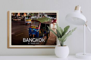 Panneau en bois voyage 40x30cm Bangkok Thaïlande Tuk Tuk cadeau 3