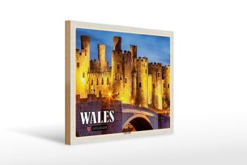 Panneau en bois voyage 40x30cm Pays de Galles Royaume-Uni Château de Conwy 1