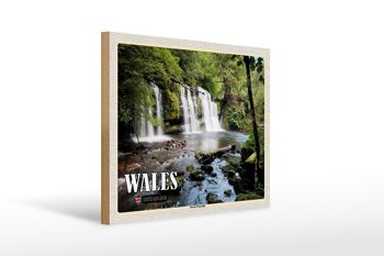 Panneau en bois voyage 40x30cm Pays de Galles Royaume-Uni Brecon Waterfalls 1