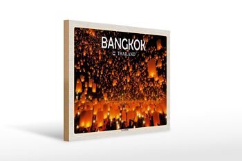 Panneau en bois voyage 40x30cm Bangkok Thaïlande Loy Krathong Festival des Lumières 1