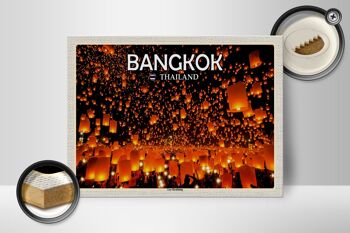 Panneau en bois voyage 40x30cm Bangkok Thaïlande Loy Krathong Festival des Lumières 2