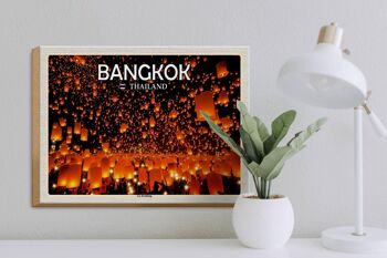 Panneau en bois voyage 40x30cm Bangkok Thaïlande Loy Krathong Festival des Lumières 3