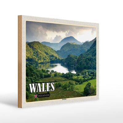 Cartello in legno da viaggio 40x30 cm Parco Nazionale Galles Snowdonia