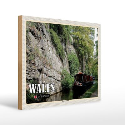 Holzschild Reise 40x30cm Wales United Kingdom Llangollen Kanal