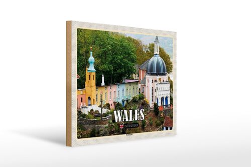 Holzschild Reise 40x30cm Wales United Kingdom Portmeirion