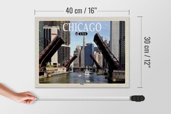 Panneau en bois voyage 40x30cm Chicago USA Bridges Bridges River 4