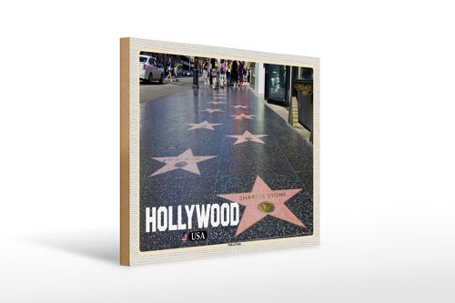 Holzschild Reise 40x30cm Hollywood USA Walk of Fame