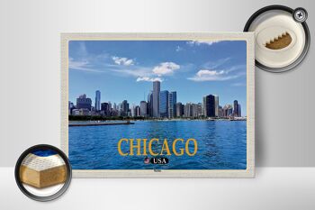 Panneau en bois voyage 40x30cm Chicago USA skyline immeubles de grande hauteur 2