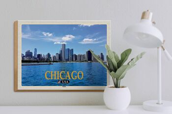 Panneau en bois voyage 40x30cm Chicago USA skyline immeubles de grande hauteur 3