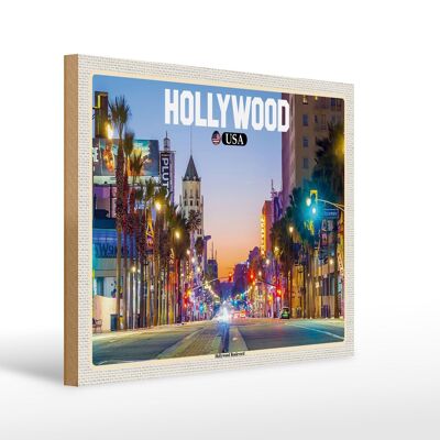 Cartel de madera viaje 40x30cm Hollywood USA Hollywood Boulevard
