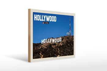 Panneau en bois voyage 40x30cm Hollywood USA Hollywood Hills 1