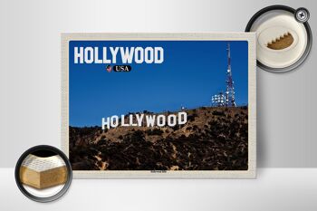 Panneau en bois voyage 40x30cm Hollywood USA Hollywood Hills 2