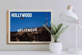 Panneau en bois voyage 40x30cm Hollywood USA Hollywood Hills 3