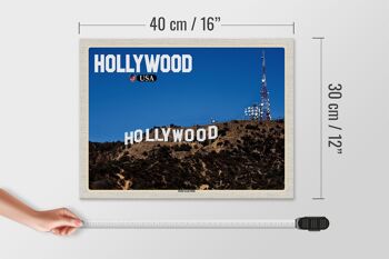 Panneau en bois voyage 40x30cm Hollywood USA Hollywood Hills 4