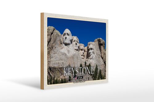 Holzschild Reise 40x30cm Keystone USA Mount Rushmore Memorial