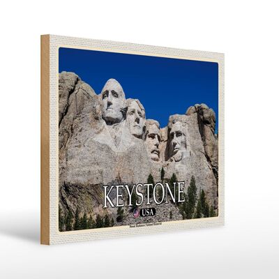 Holzschild Reise 40x30cm Keystone USA Mount Rushmore Memorial