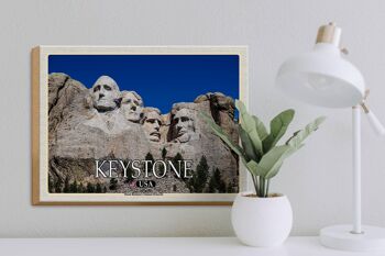 Panneau en bois voyage 40x30cm Keystone USA Mount Rushmore Memorial 3