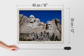 Panneau en bois voyage 40x30cm Keystone USA Mount Rushmore Memorial 4
