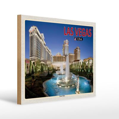 Holzschild Reise 40x30cm Las Vegas USA Caesars Palace Hotel Casino