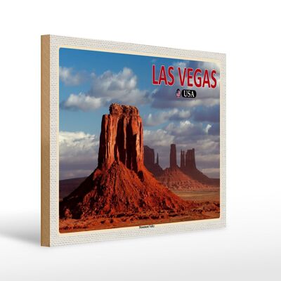 Cartel de madera viaje 40x30cm Las Vegas EE.UU. Meseta del Monument Valley
