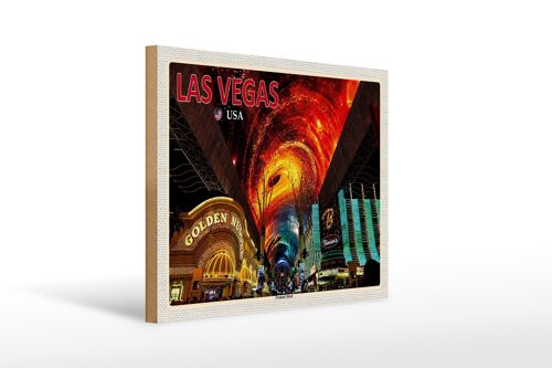 Holzschild Reise 40x30cm Las Vegas USA Fremont Street Casinos