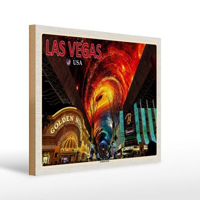 Cartel de madera viaje 40x30cm Las Vegas USA Fremont Street Casinos