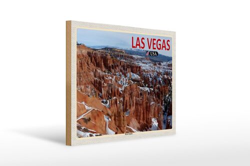 Holzschild Reise 40x30cm Las Vegas USA Bryce Canyon