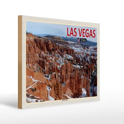 Holzschild Reise 40x30cm Las Vegas USA Bryce Canyon