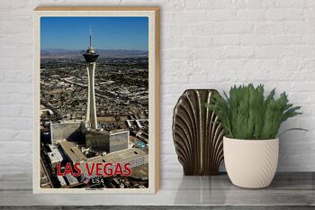 Panneau en bois voyage 30x40cm Las Vegas USA Stratosphere Tower 3