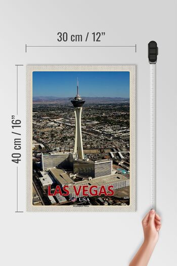 Panneau en bois voyage 30x40cm Las Vegas USA Stratosphere Tower 4