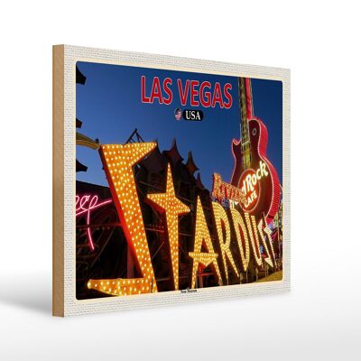 Cartello in legno da viaggio 40x30 cm Las Vegas USA Neon Museum