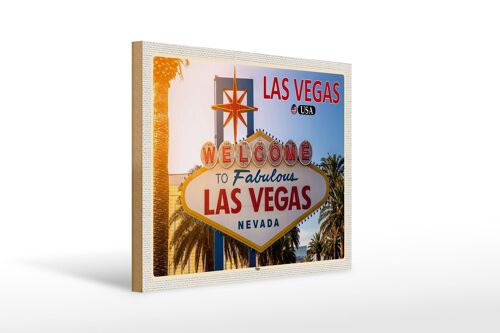 Holzschild Reise 40x30cm Las Vegas USA Sign Willkommensschild