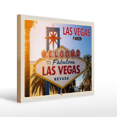 Panneau en bois voyage 40x30cm Las Vegas USA panneau de bienvenue