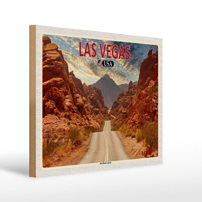 Panneau en bois voyage 40x30cm Las Vegas USA Red Rock Canyon