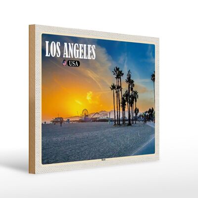 Cartello in legno da viaggio 40x30 cm Los Angeles USA Beach Venice Beach