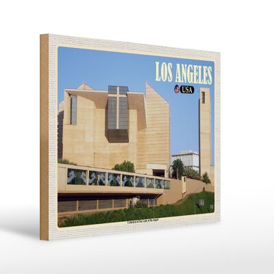 Cartel de madera viaje 40x30cm Catedral de Los Ángeles Nuestra Señora de Los Ángeles