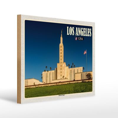 Cartel de madera viaje 40x30cm Los Ángeles EE.UU. Templo Mormón