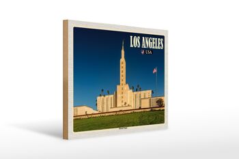 Panneau en bois voyage 40x30cm Los Angeles USA Temple Mormon 1